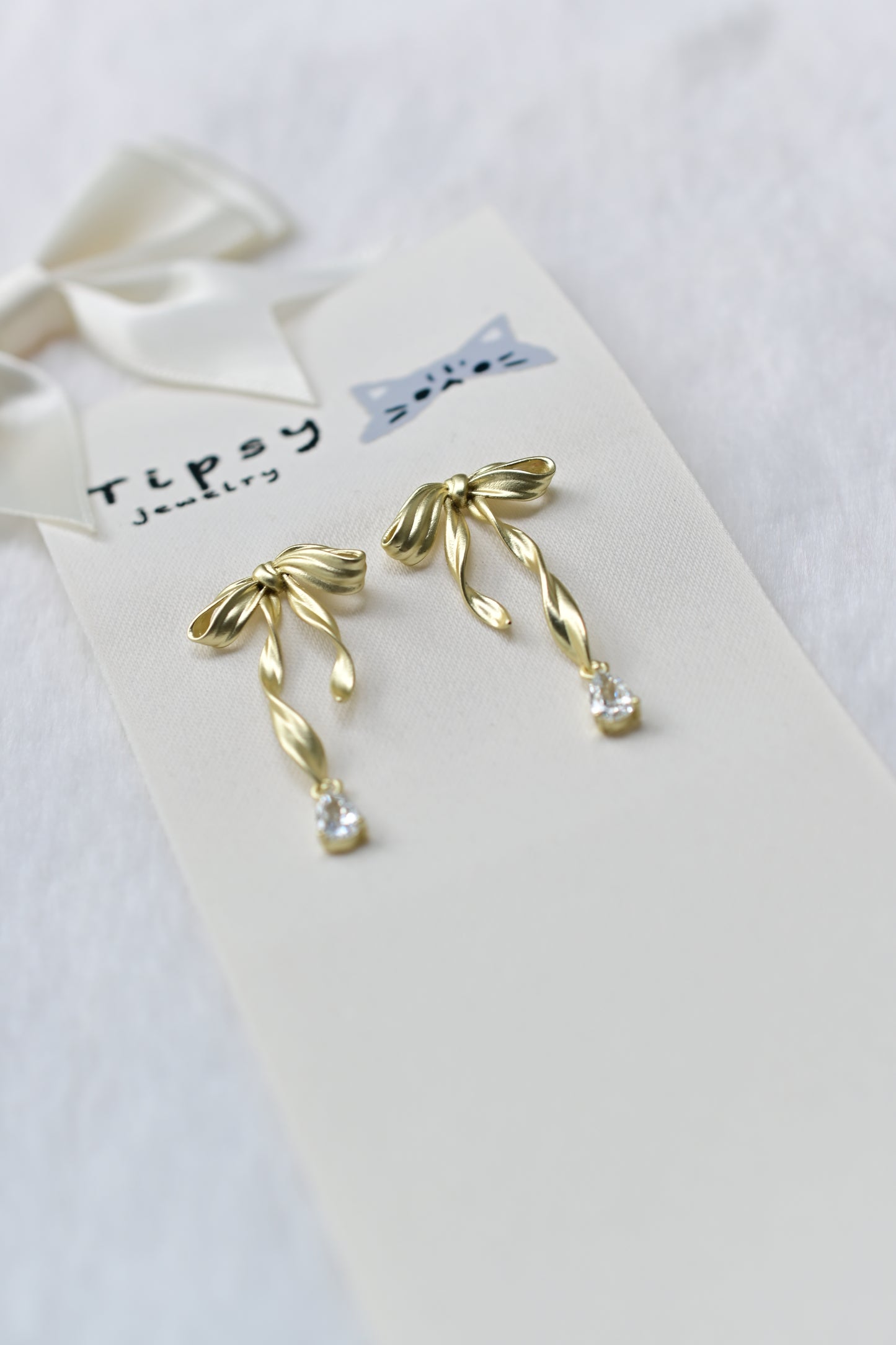 💛金色蝴蝶結絲帶耳環✨S925銀針